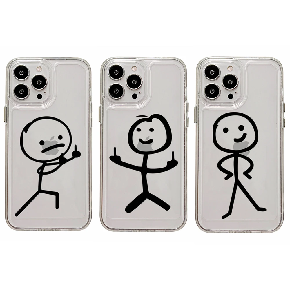 Dễ Thương Coi Thường Matchstick Nam Không Gian Trong Suốt TPU Ốp Lưng Điện Thoại iPhone 14 13 12 11 Pro Max XR XSMAX 8plus Trong Suốt Mềm Lưng