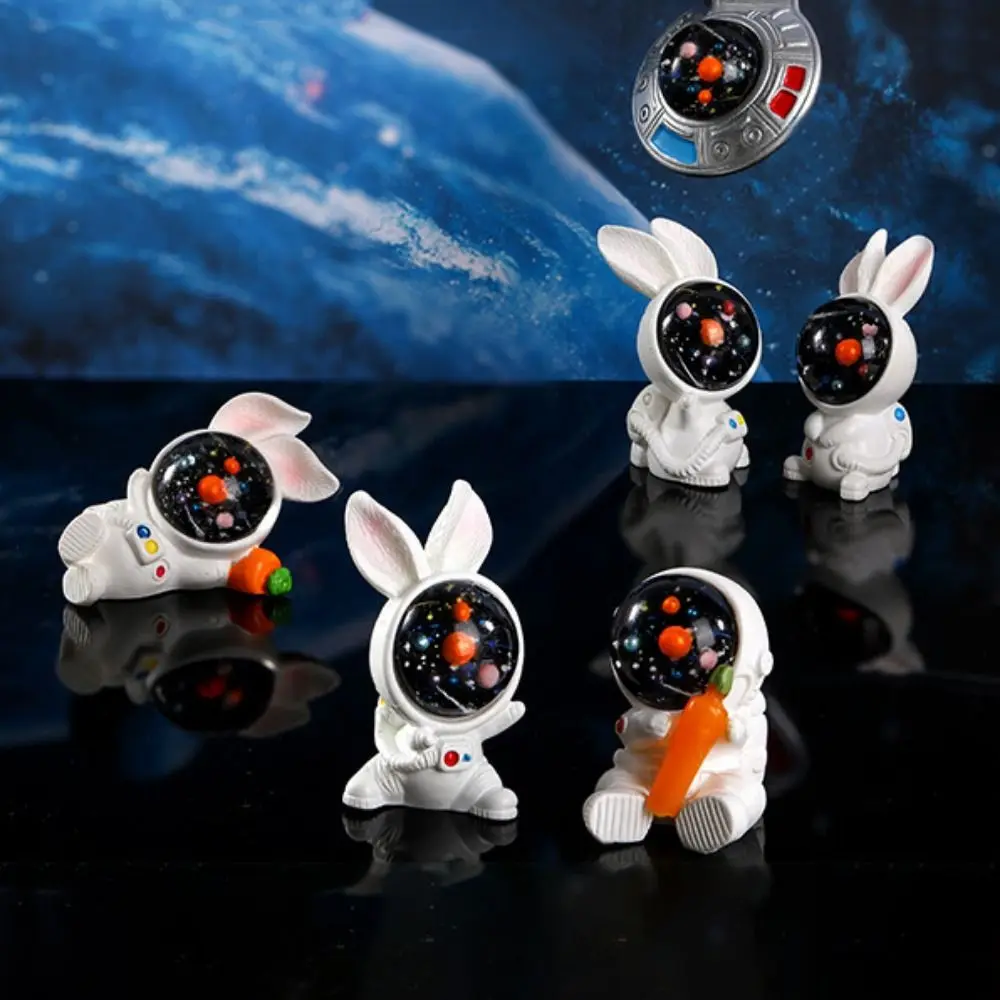 Decorative Astronauts Bunny Micro Landscape Cartoon Resin Rabbit Figurines Ornament Cute Astronaut Bunny Ornament