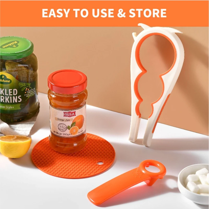 Can Opener Multi-functional Can Opener 3-piece Beer Can Opener Multi-functional Can Opener Kitchen Silicone Heat Insulation Pad