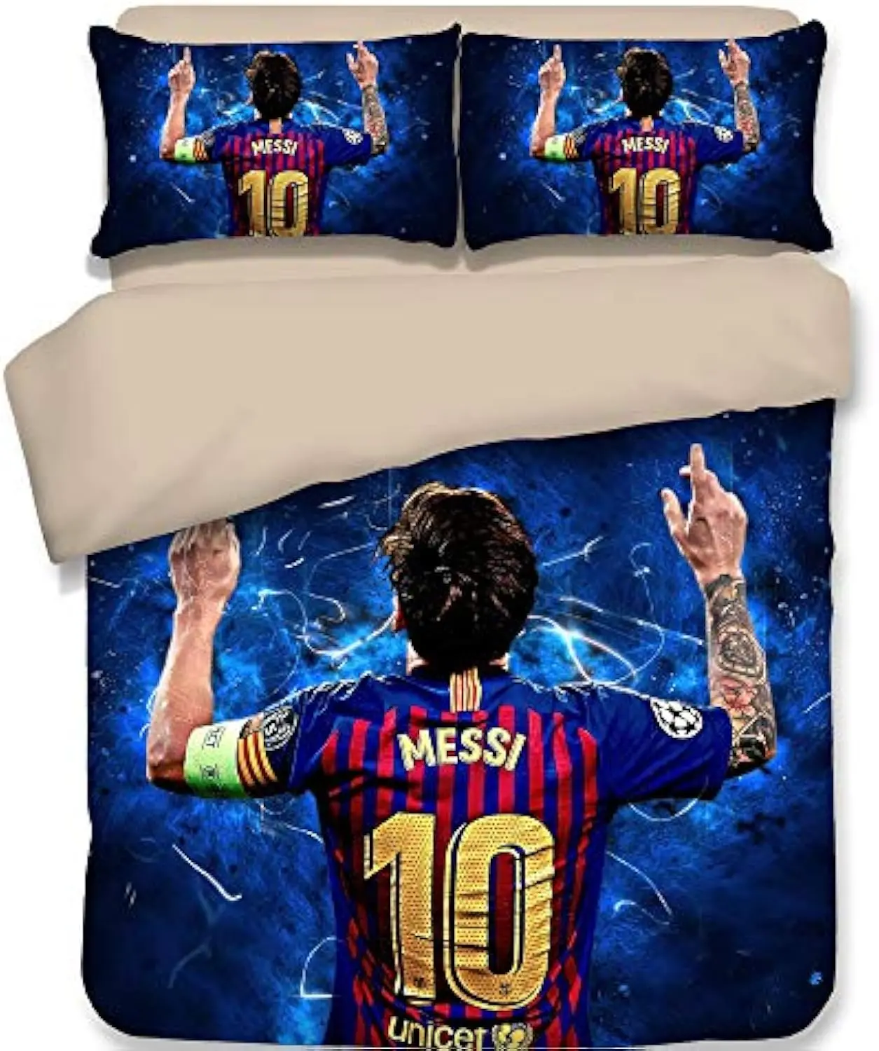 

Messi Duvet Cover for Kids Football Superstar Cute Bedding Sets 3 Pieces Duvet Cover Sets with 1 Duvet Cover 2 Pillowcases