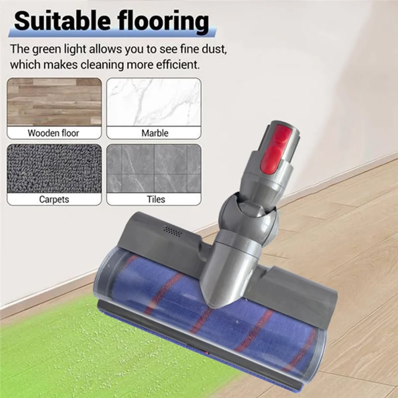 

FGGS-Vacuum Attachments Motor Head For Dyson V7 V8 V10 V11 V15 Cordless Vacuums Brus With LED Dust Lights For Carpet Floor
