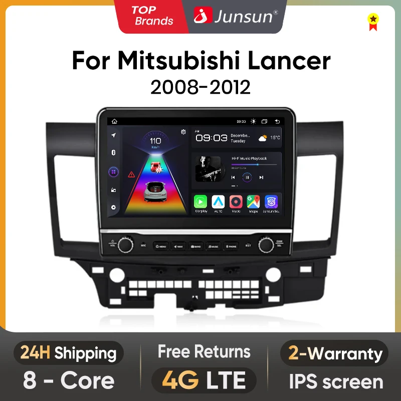 Junsun PX9 Wireless CarPlay Android Auto Radio For Mitsubishi Lancer 2008 2009-2012 Car Intelligent Systems RDS BT WiFi 2 din