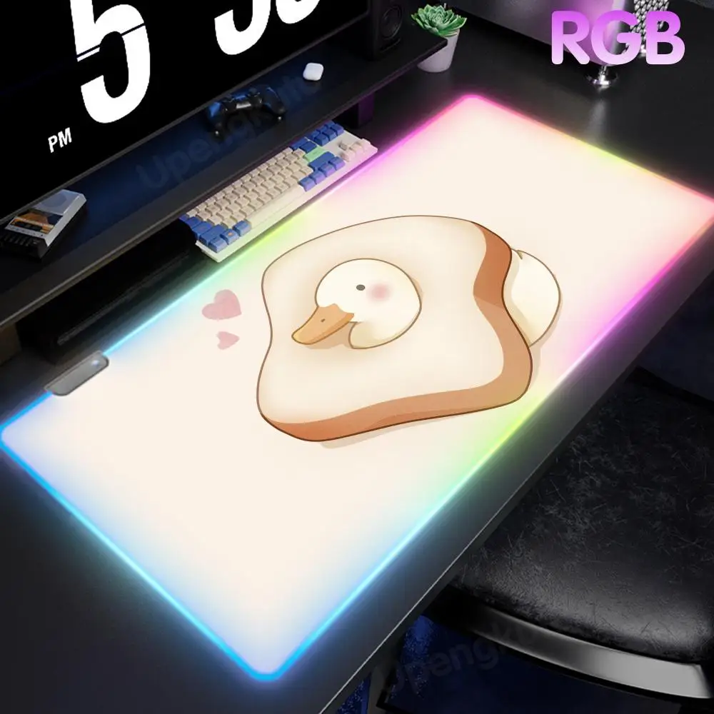 

Милый коврик для мыши в виде утенка, RGB-подсветка, для ноутбука, игровой коврик, коврик для механической клавиатуры, большой светящийся игровой коврик для стола с LED-подсветкой