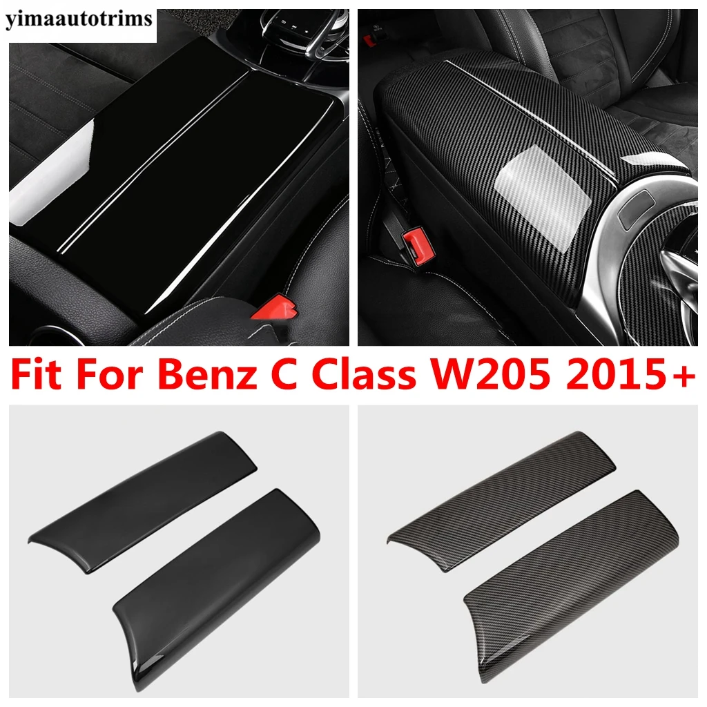 

Armrest Storage Box Panel Decoration Cover Trim Black / Carbon Fiber Accessories Kit For Benz C Class W205 GLC X253 2015 - 2021