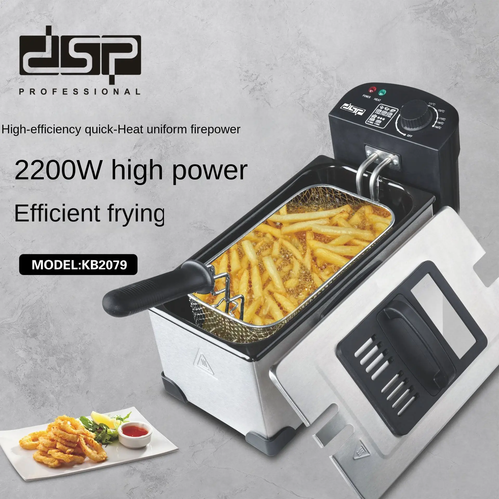 Deep Frying Pan Household Multi-Functional Fried Machine French Fries Fryer 2200W High-Power Efficient