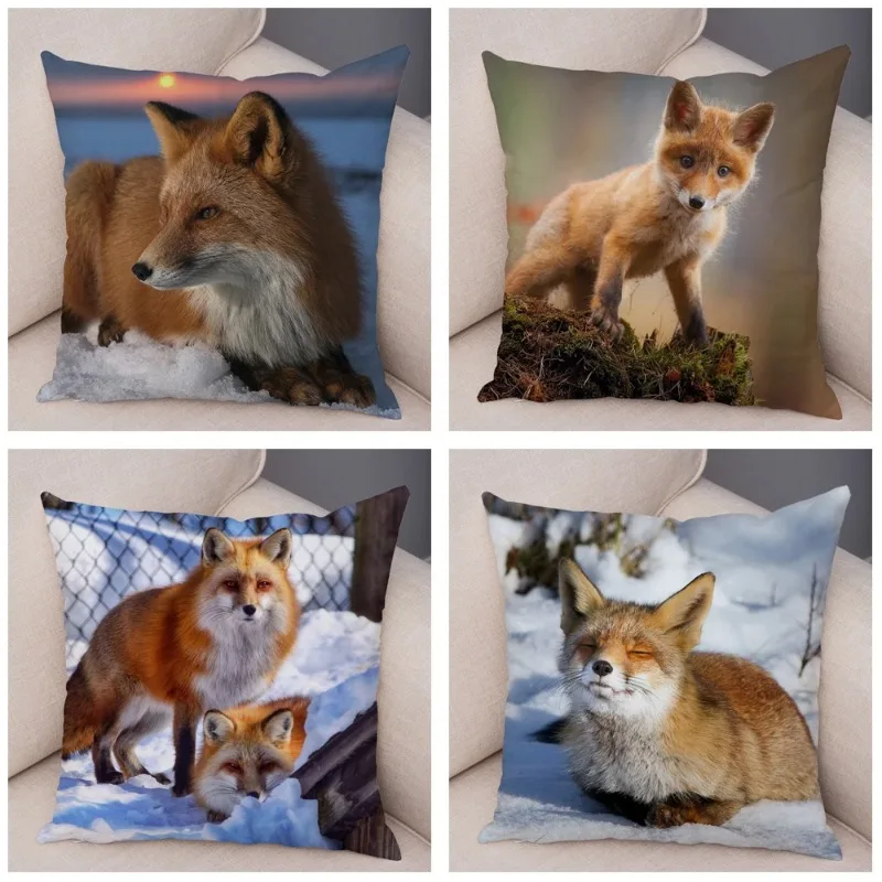 45x45cm cute Wild Volpe  Federa  Decorative Carino  Soft  Polieseter Cushion For Sofa Auto House