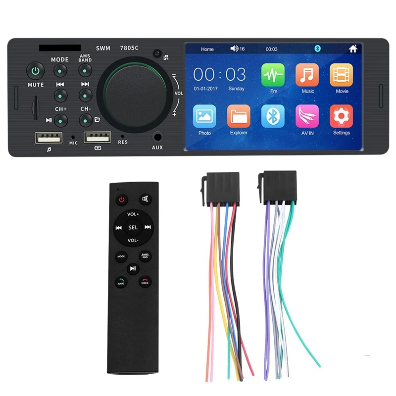 4.1 Inch Car Radio Touch Screen Bluetooth Music Handsfree MP5 Player TF USB Charging Remote Music Audio System Easy Install