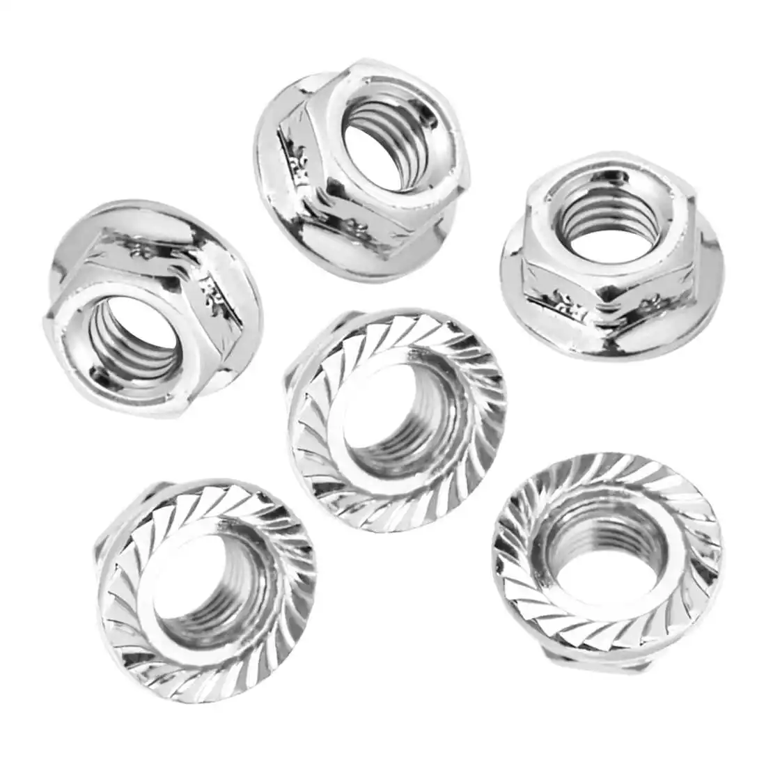 6Pcs Flange M8 Hex Nut Bolt Screw Silver Stainless Steel for Motorcycle Bicycle