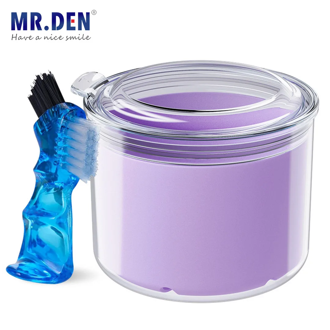 MRDEN Wholesales Large Capacity Retainer Storage Box Denture Cleaning Storage Box Orthodontic Retainer Soak Drain Cleaning Box