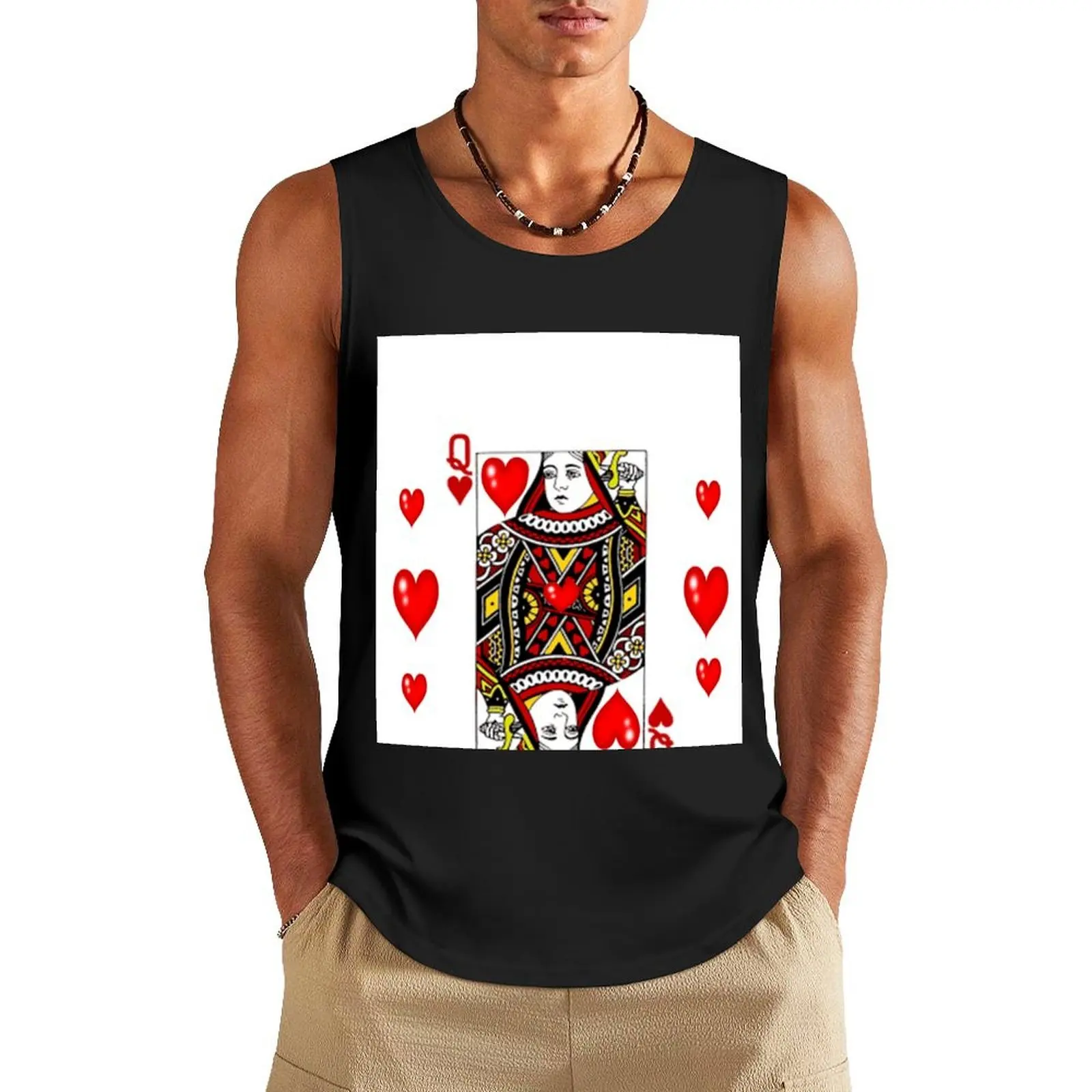

QUEEN OF HEARTS SUIT CASINO PLAYING FACE CARD VALENTINES Tank Top sleeveless vest men anime man sexycostume