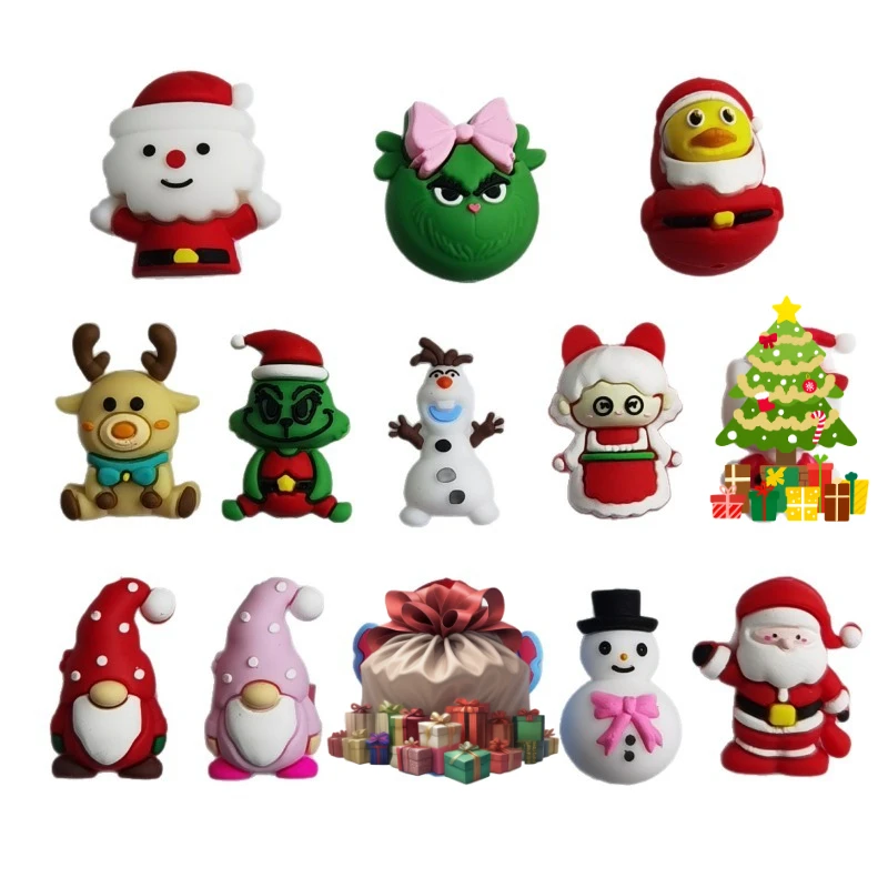 20/50pcs 3D Christmas Silicone Beads Focus Beads For Jewelry Making DIY Pacifier Chain Jewelry Accessories Focal Beads Wholesale