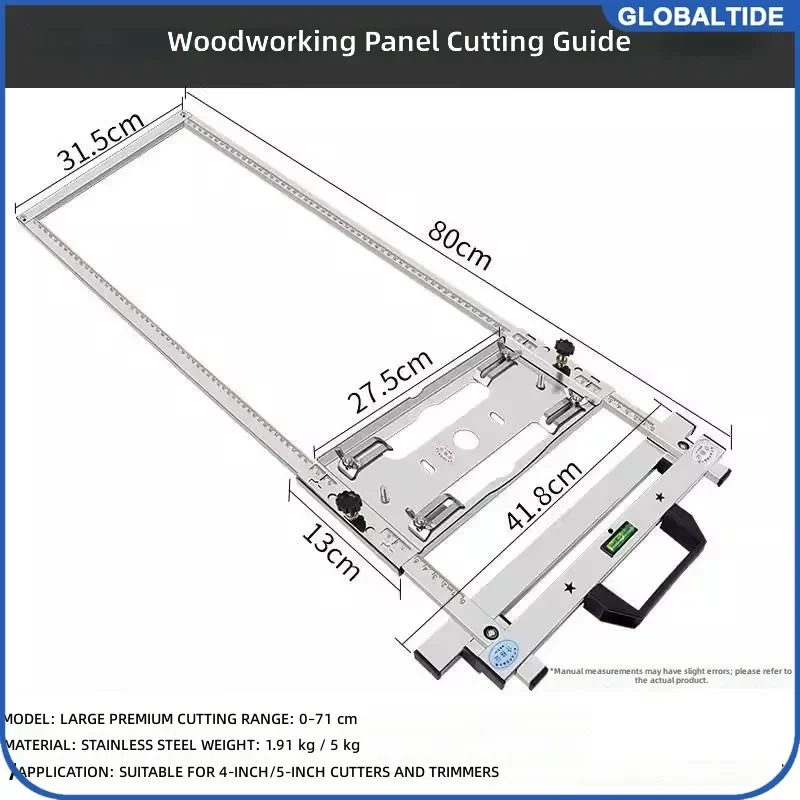 Adjustable Edge Cutting Saw Jig Circular Saw Guide Rail Woodworking Positioning Frame Locator for 4-5 Inch Cutters Garden Tools
