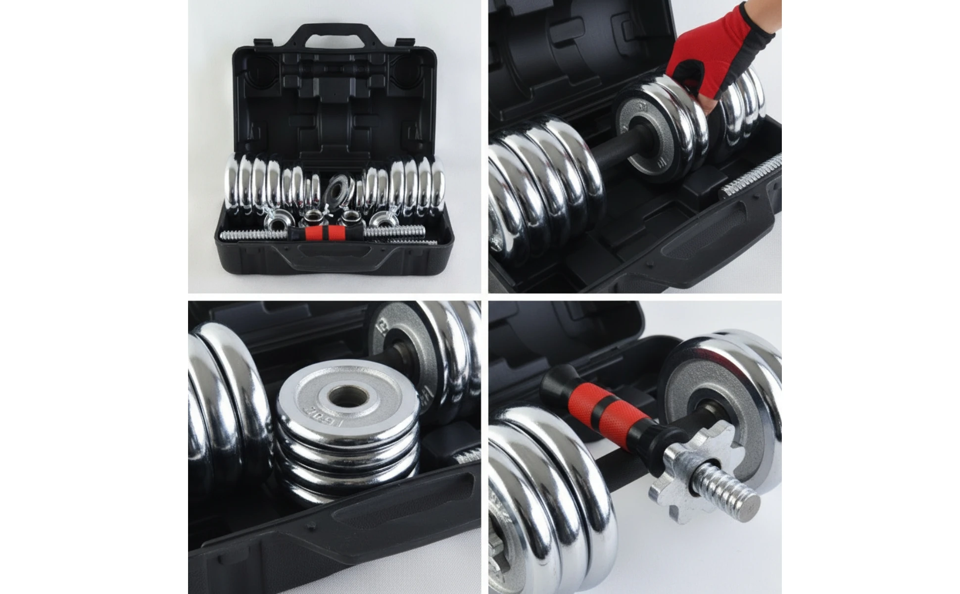 Dumbbell Set with Storage Case Chrome-Plated Dumbbell Set with Case Weights Compact Exercise Equipment Long-Lasting for Adults