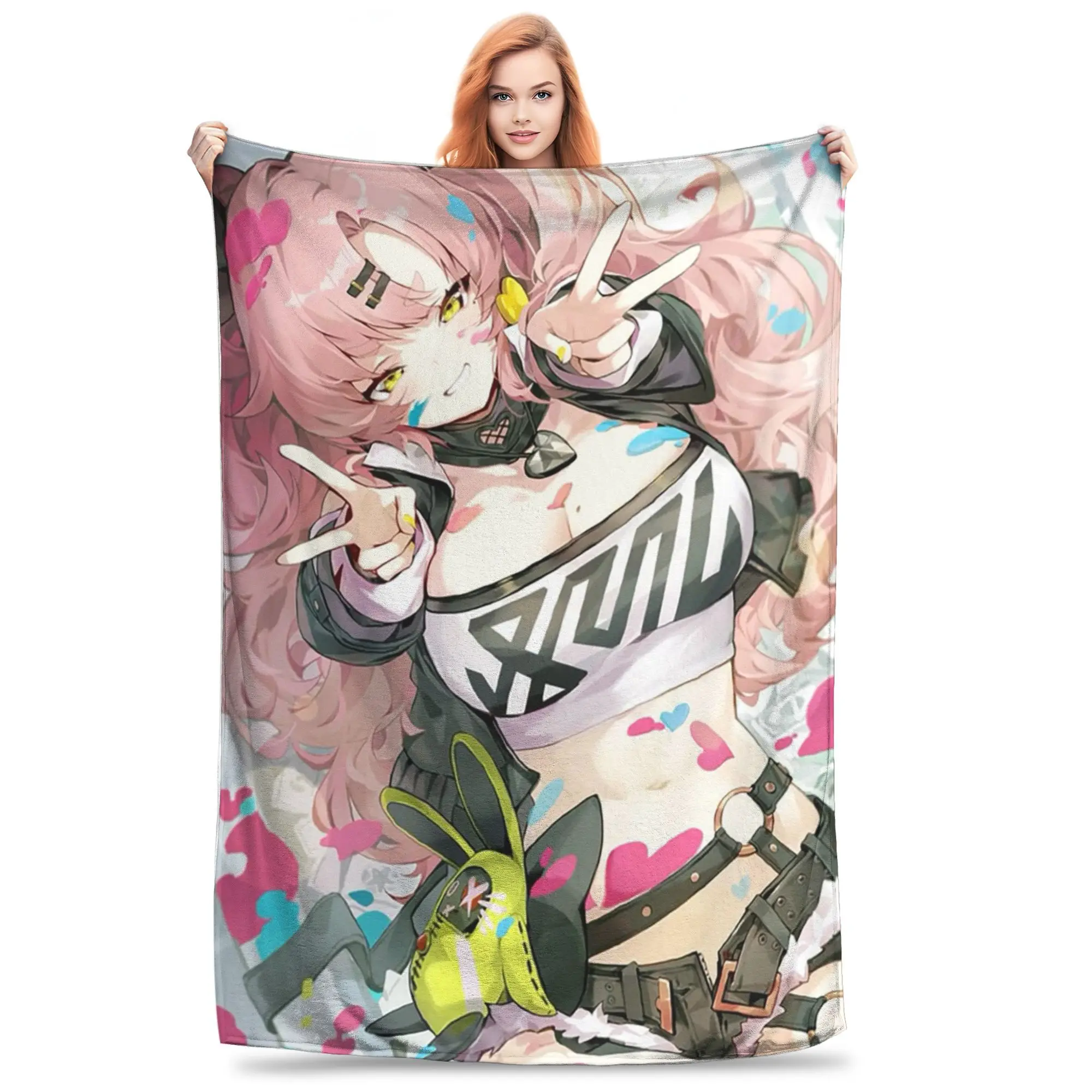Flannel Throw Blanket Agent Nicole Demara Zenless Zone Zero Warm Plush Blankets Soft Bedspread for Bed Living room Travel Couch