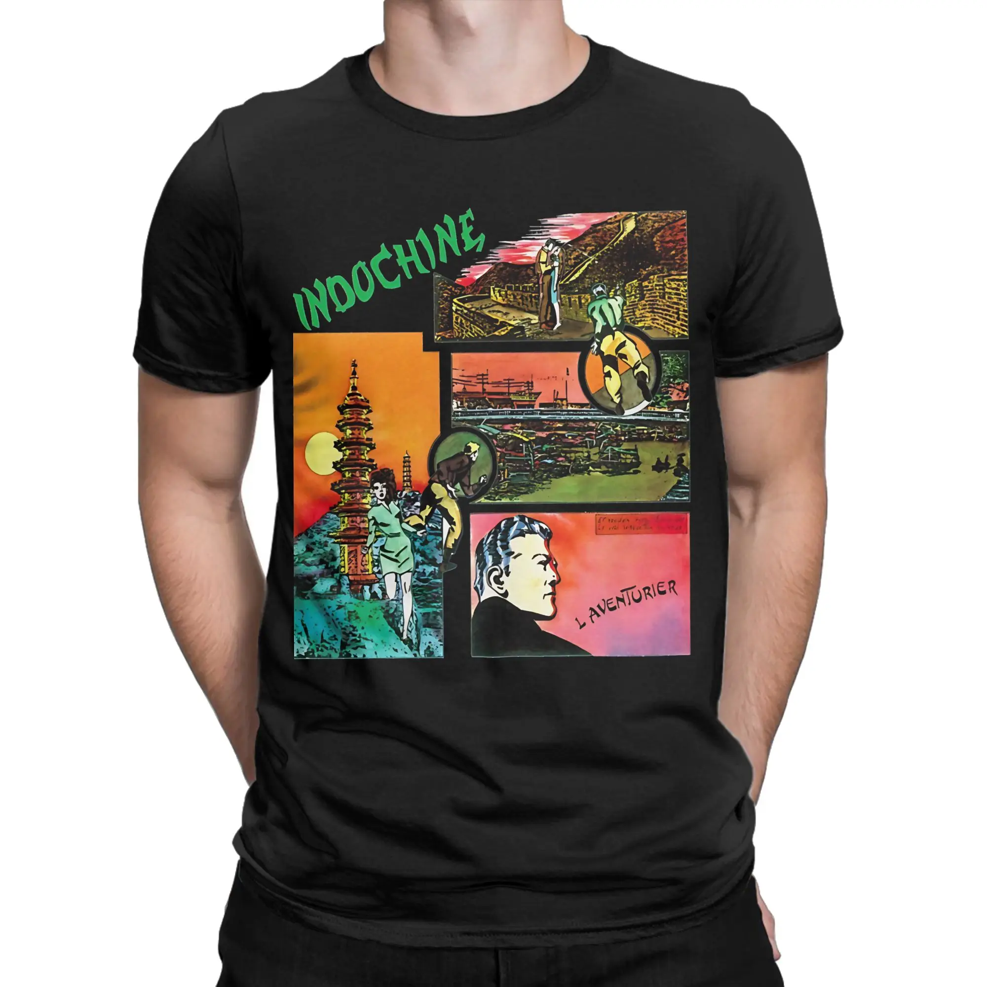 Vintage Band Inspired Funny 100% Cotton T-Shirt Indochine Tees Tops For Men