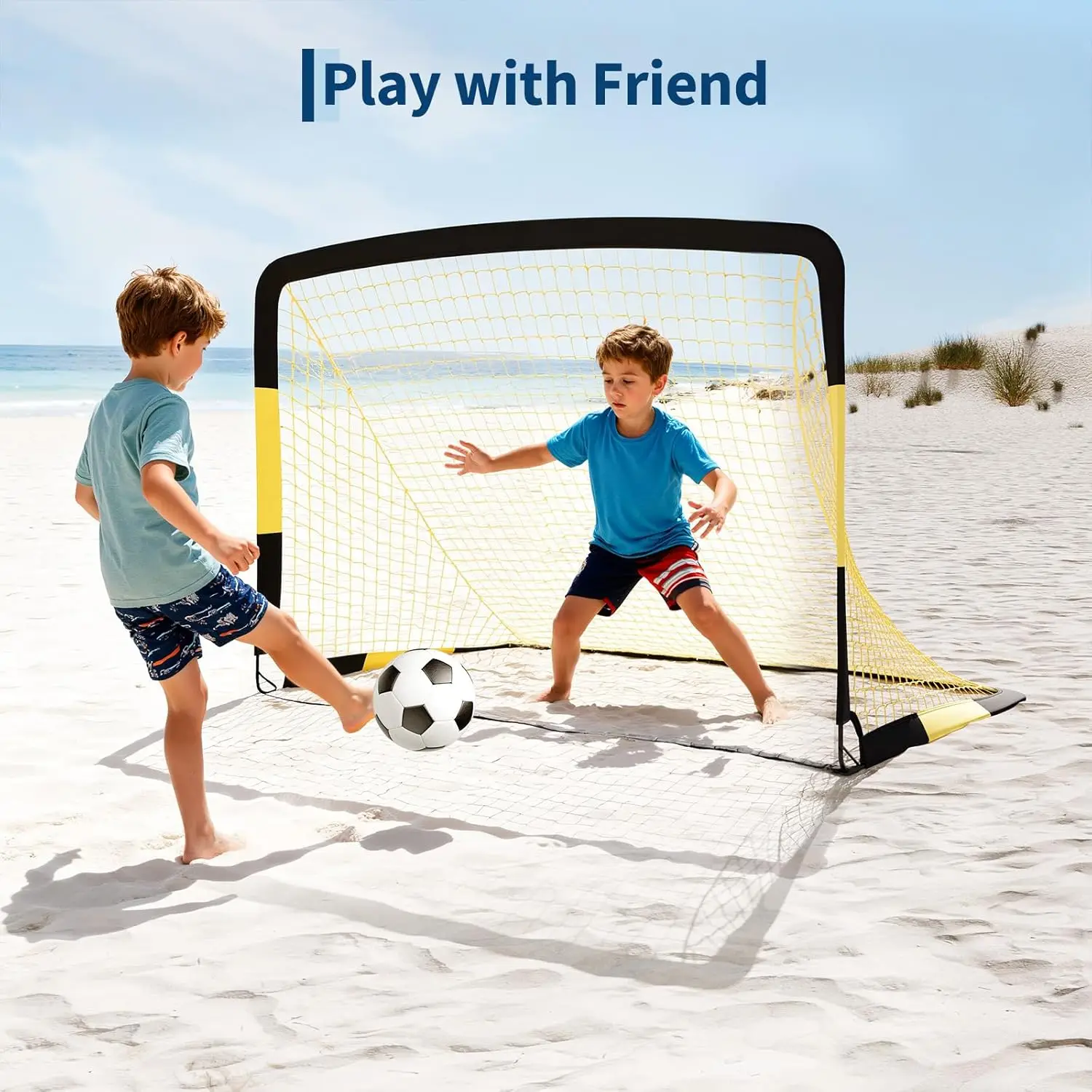 2 pacotes de metas de futebol para quintal, rede de futebol portátil de 6x4 pés com bola, cones e espadas, conjunto de gol de futebol para treinamento e esportes ao ar livre