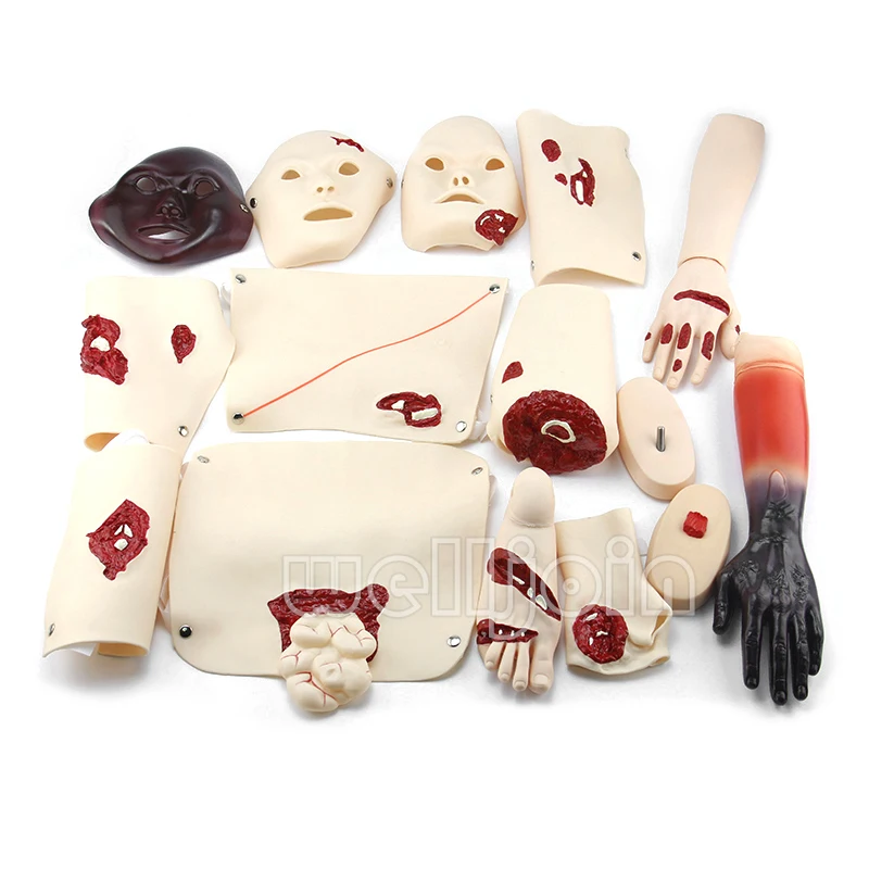 Professional High Simulation Trauma Training Model, 16 PCs Emergency First Aid Care Teaching Equipment for Nursing EMT Training