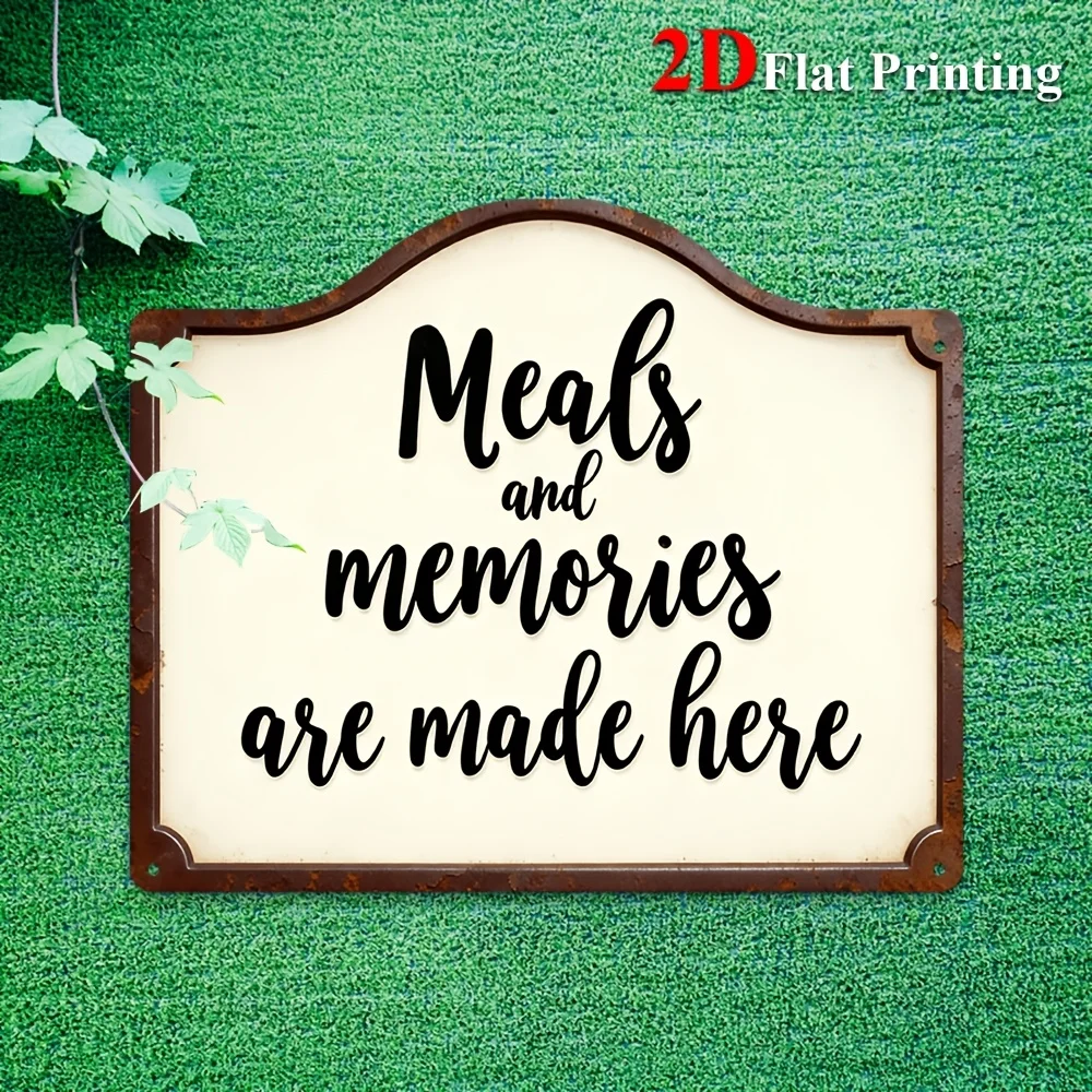 Décoration murale 2D plate, 1 pièce, style ferme, avec inscription « Repas et souvenirs », idéale pour la cuisine, la salle à manger ou la ferme.