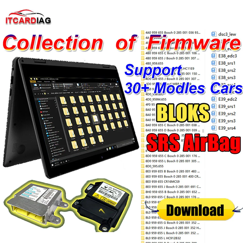 SRS AirBag ECU colección de archivos de descarga, gran base de datos Original de Firmware, Dump Airbag, CARPROG SOLUTIONS, sin choque, virgen