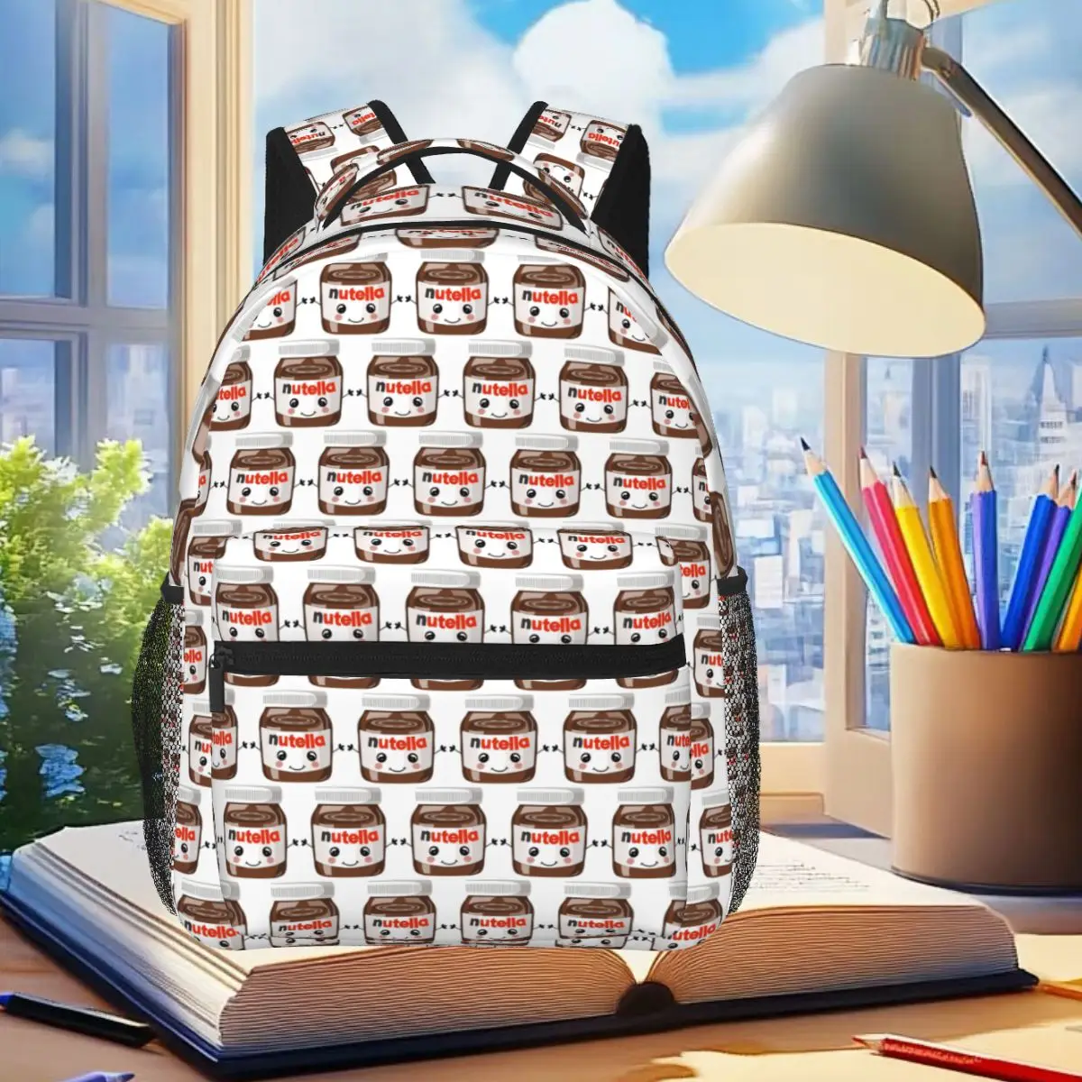 

Nutella Cutie Backpack Student Boys Girls BookBag Kids School Bag Computer Shoulder Bags for Men Women