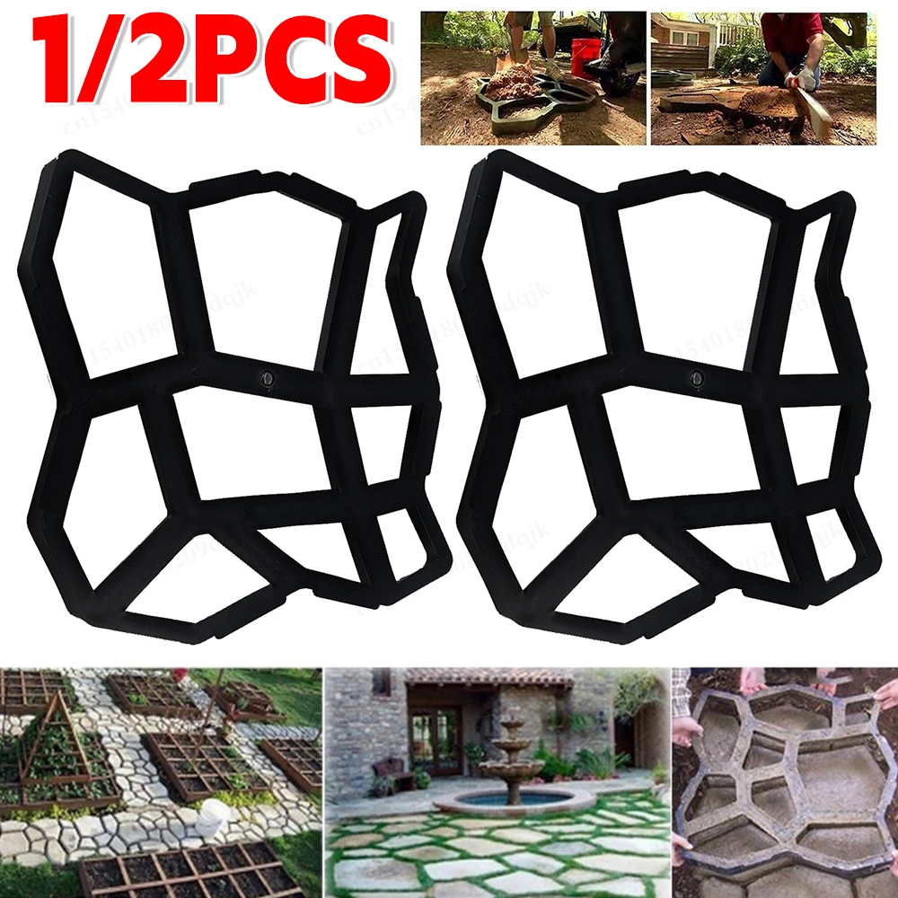 DIY Path Maker Paver Molds Stone Brick Concrete Mold Concrete Cement Walk Garden Path Paving Paver Reusable Patio Pavement Molds
