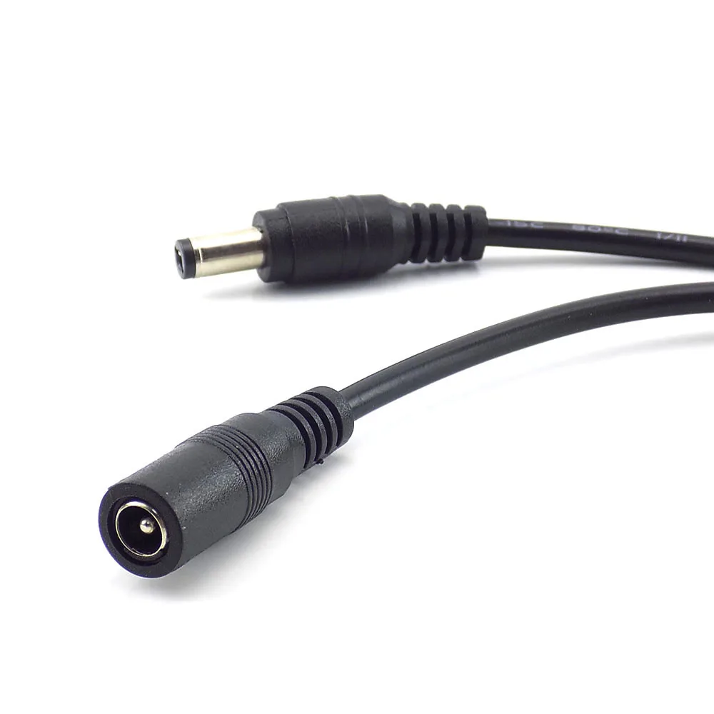 Cable de extensión de fuente de alimentación de 12V CC, enchufe hembra a macho, adaptador de 5,5mm x 2,1mm para cámara CCTV, tira de luz lED