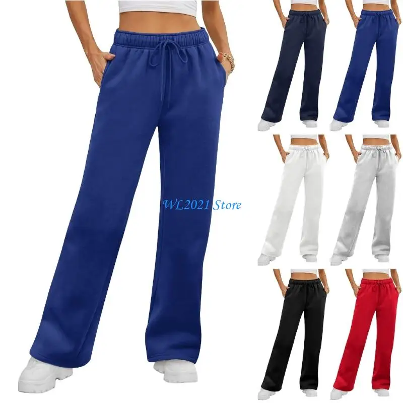 

G5GC Women's loose-fitting wide-leg jogging pants with pockets.