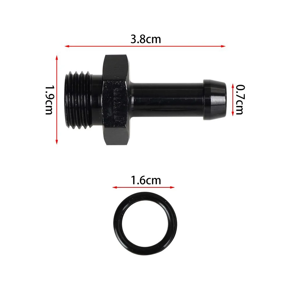 AN6 Fuel Line Adapter Male to 5/16 Hose Barb Fitting 6AN O-ring Seal Boss Connector ORB Washer Black Anodized TF-1096 5/16\'\'
