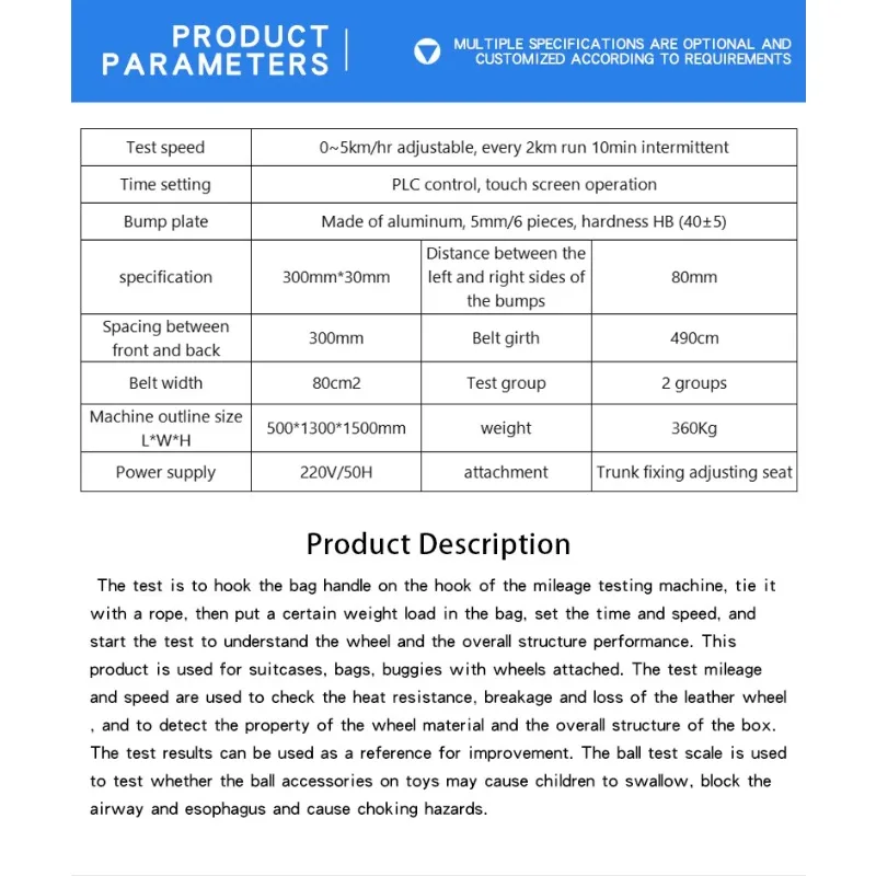 Luggage Walking Durability Mileage Life Tester/Luggage Bumpy Walking Wheel Life Tester