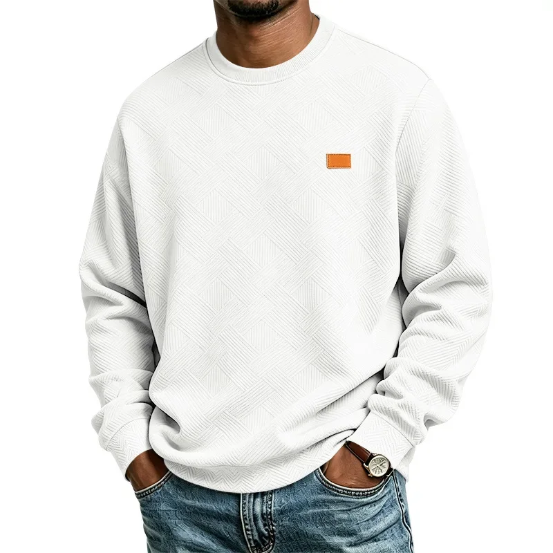Spring and Autumn Outdoor Leisure Sports Men's Simple Commuter Loose Texture Crew Neck Large Size Sweater