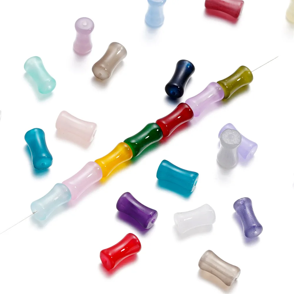 Glass dyed with golden bamboo beads 6x12mm multi color antique style ink wash beads Charm DIY Handmade Bracelet Material