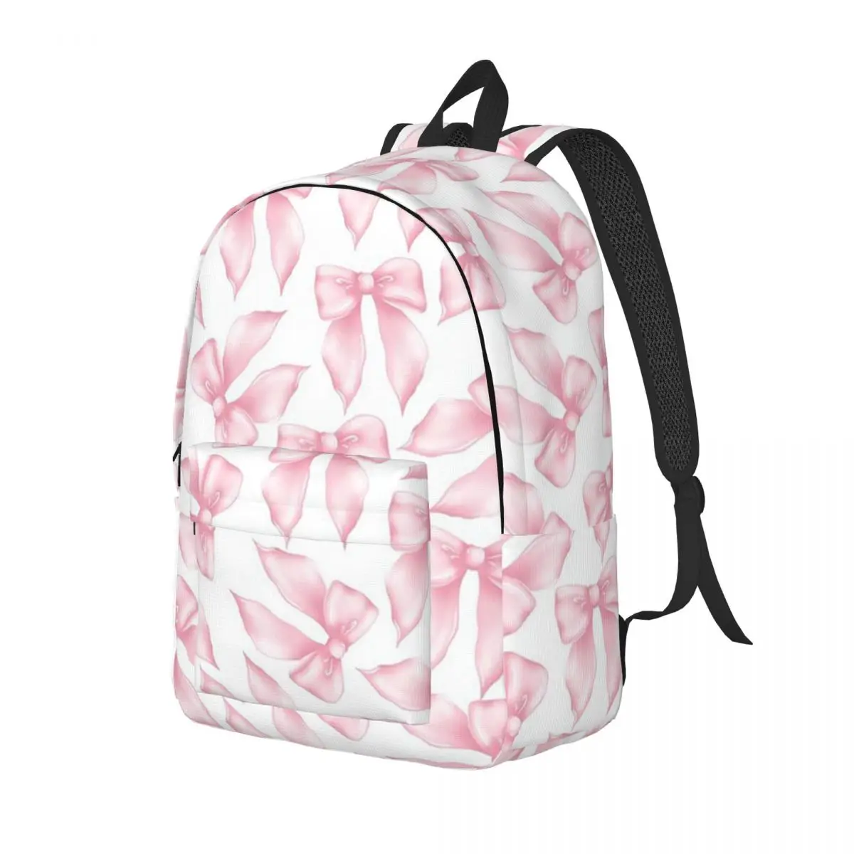 Cochuette Pink Bow Bliss-pattern Sac à dos grande capacité pour enfants, sac d'école, sacs à bandoulière pour hommes et femmes