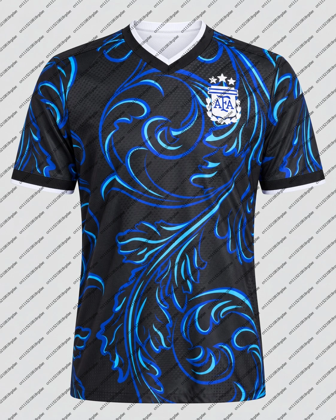 Argentina 26-27 Home Football Jersey Sky Blue White Stripes Men V-Neck Short Sleeve Fan Match Shirt