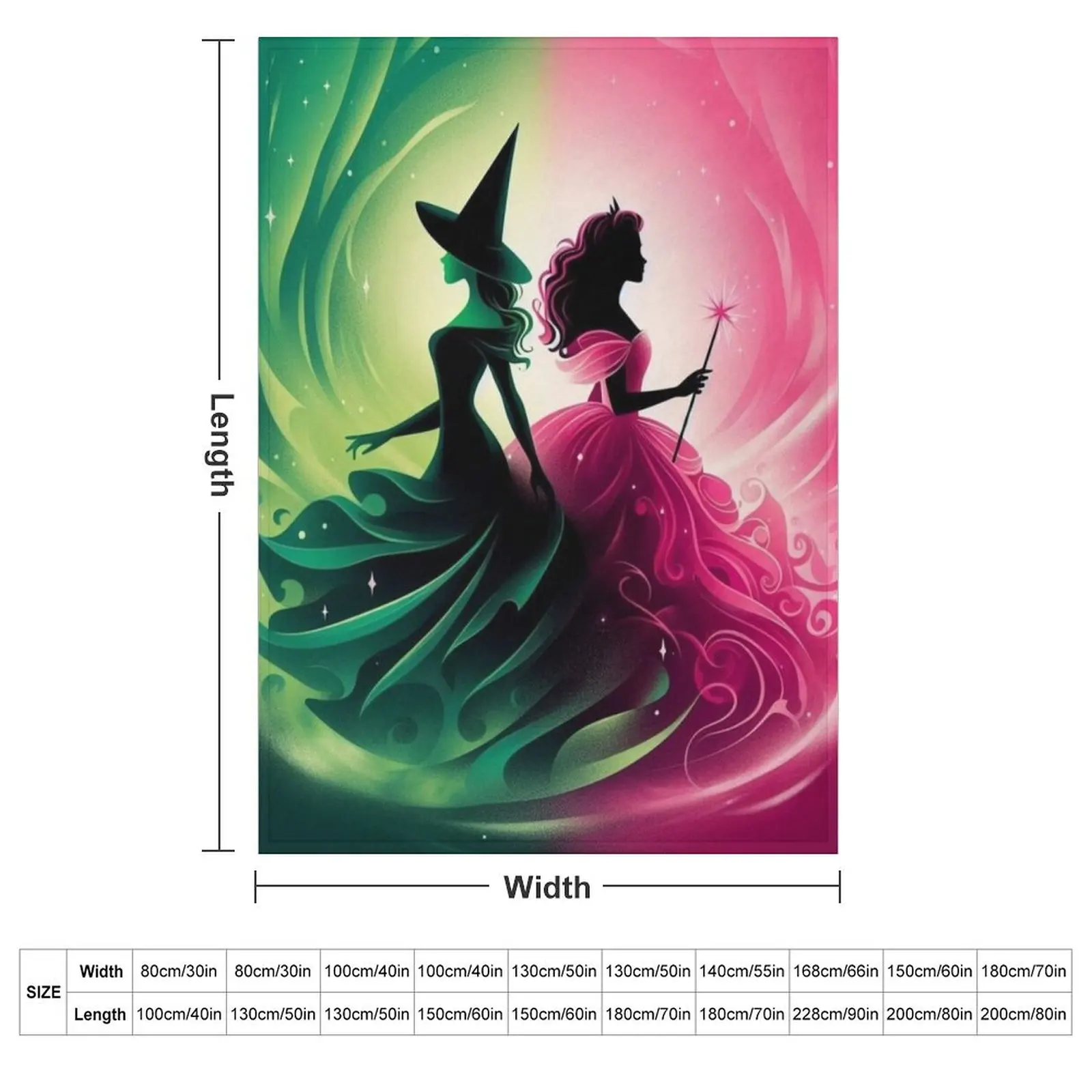 Elphaba & Glinda Wicked the Musical Defying Gravity Throw Blanket couch cozy soft plush fuzzy picnic outdoor blanket