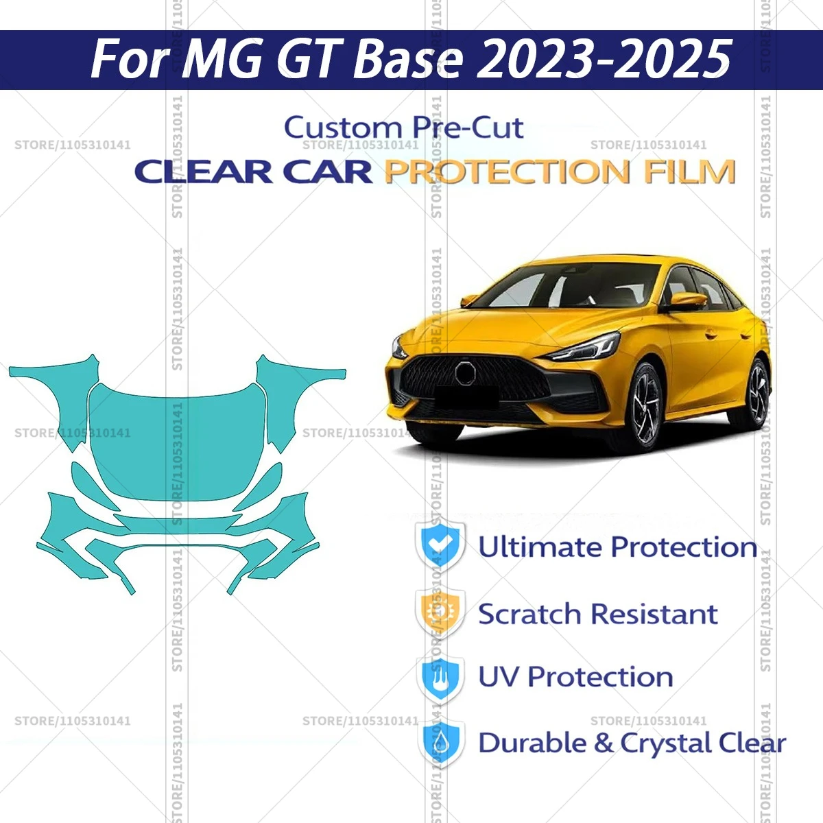 

Защитная пленка PPF для MG-GT-Base-2023-2025, предварительно вырезанная, прозрачная, профессиональный комплект для передней части автомобиля