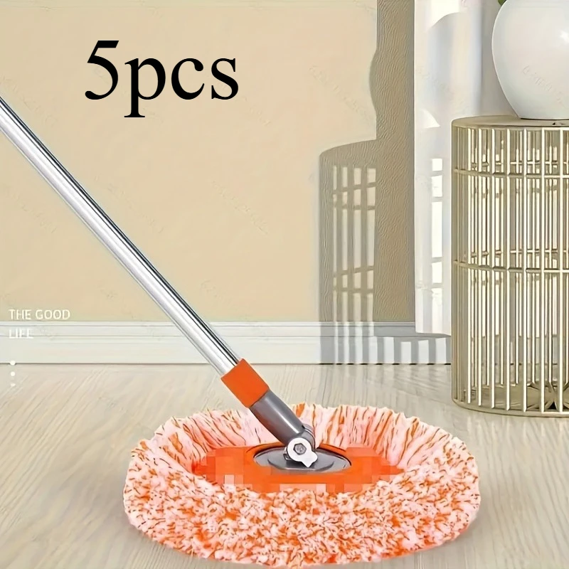 5pcs Mop head replacement fabric - Suitable for wet-dry cleaning of hardwood floors, circular mop pad, for efficient cleaning