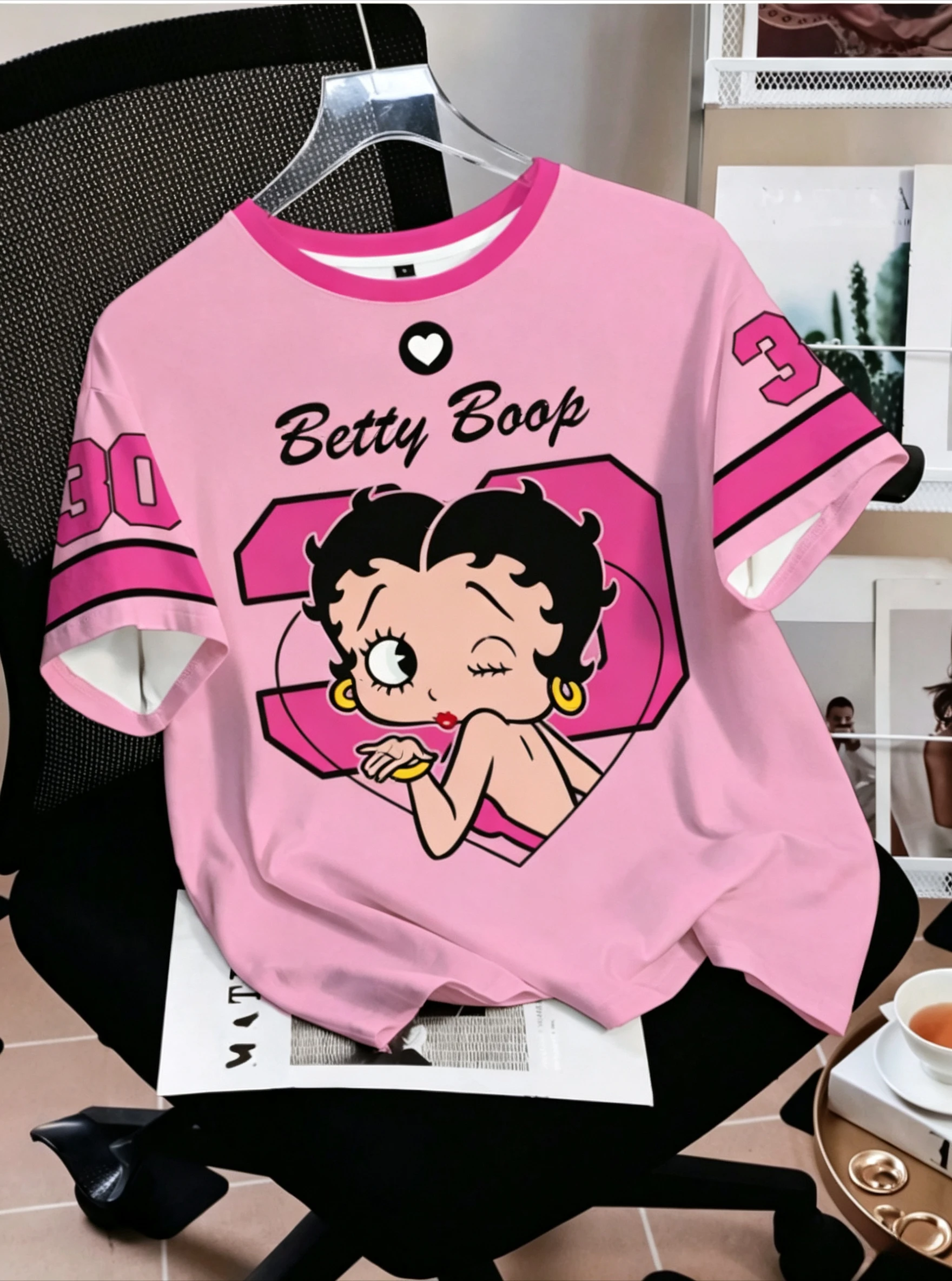 Betty Boop Cartoon 3D Print Short Sleeve T Shirts For Men Women Family Matching Parent Kids Summer Casual Sport Daily Graphic view 5
