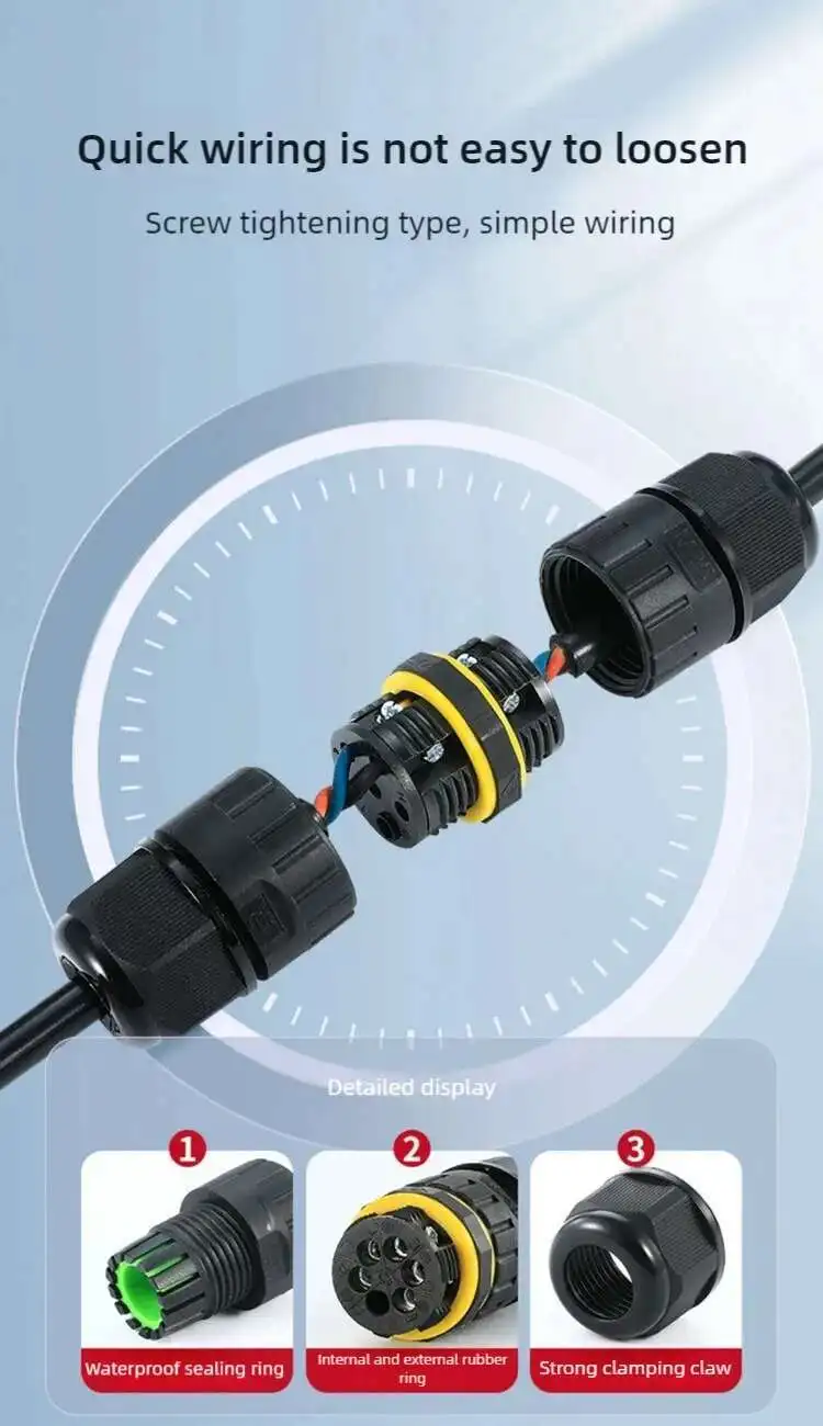 IP68 Wasserdichte Klemmenblöcke Outdoor Regenfeste Drahtverbinder Lötfreie LED-Lampen Elektrische Kabelverbindungen Schnellverbinder – Detail 3