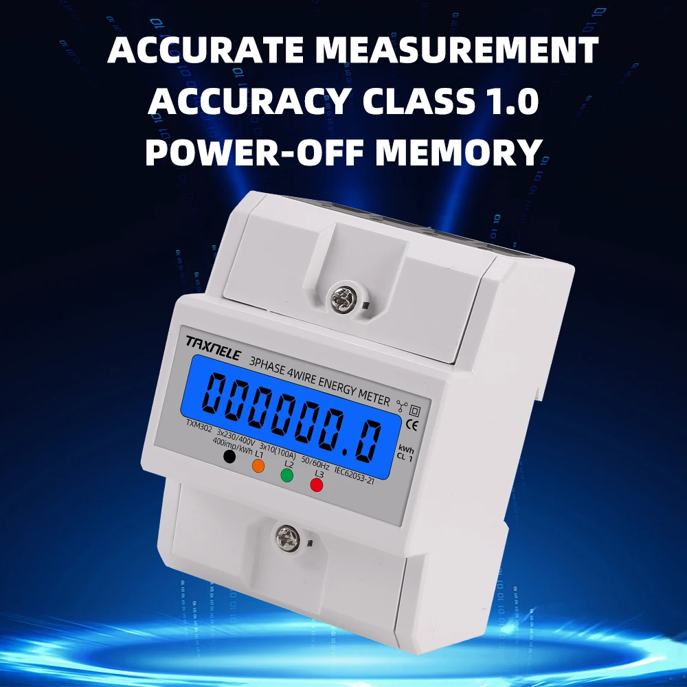 Din Rail 380V 3-fazowy 4-przewodowy elektroniczny pobór mocy licznik energii watomierz kWh 100A AC 50Hz podświetlenie LCD 60Hz