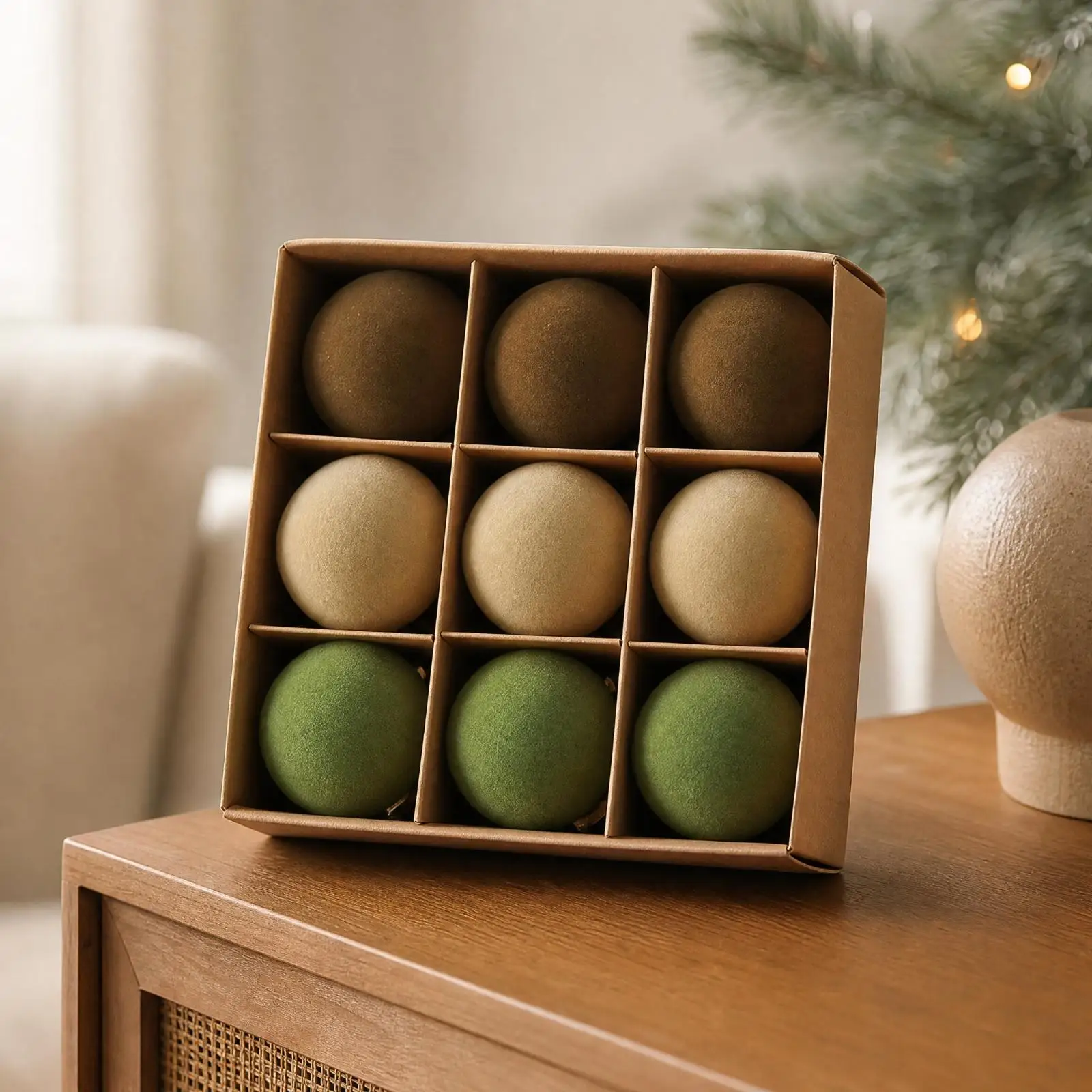 Soft Flocking Velvet Christmas Sphere Ornament with Loop for Holiday Tree Wreath Home Accent