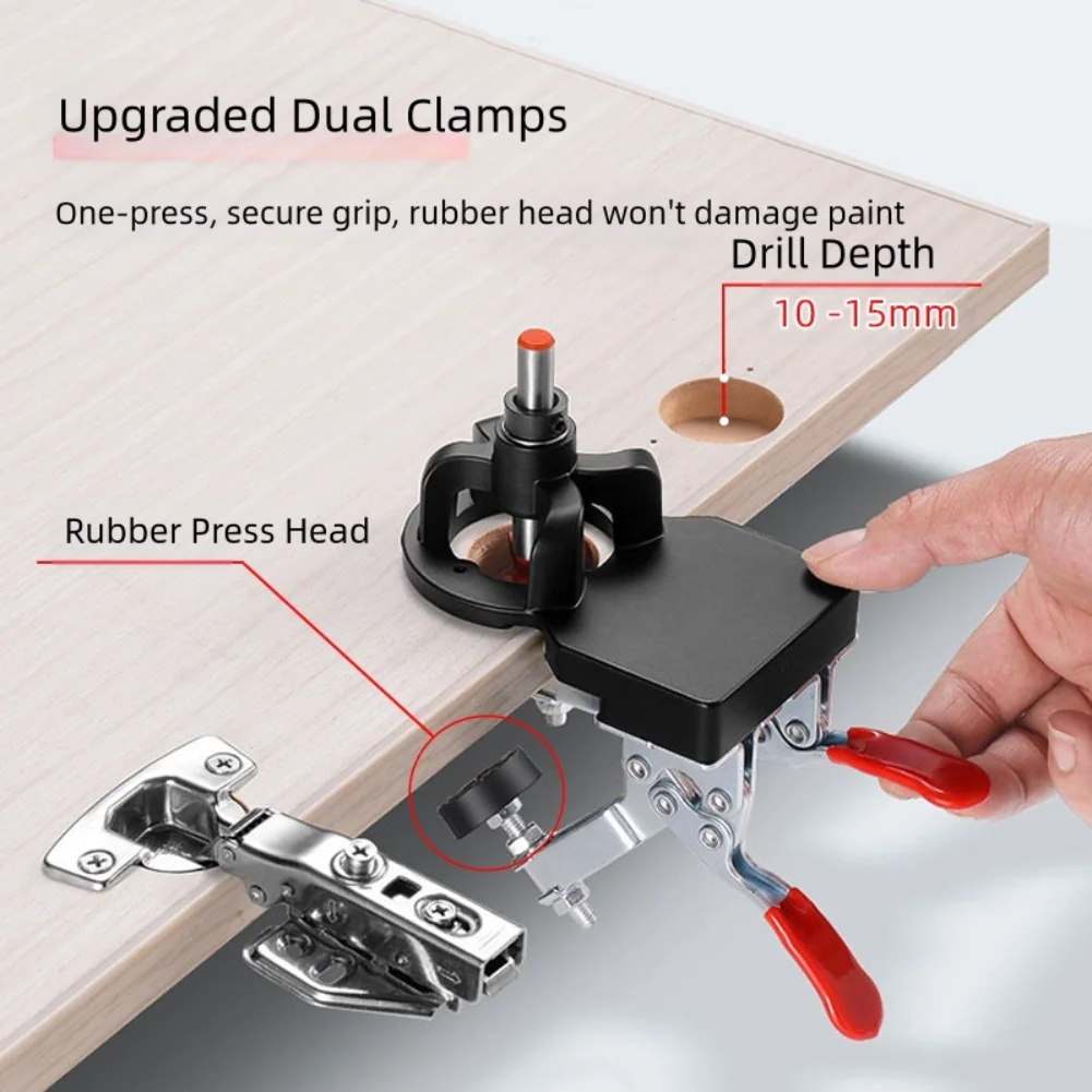 35 مللي متر خزانة مخفية الباب المفصلي تصاعد تهزهز ثقب الحفر دليل محدد مع تركيبات النجارة ثقب فتاحة أدوات كابينة الباب #2