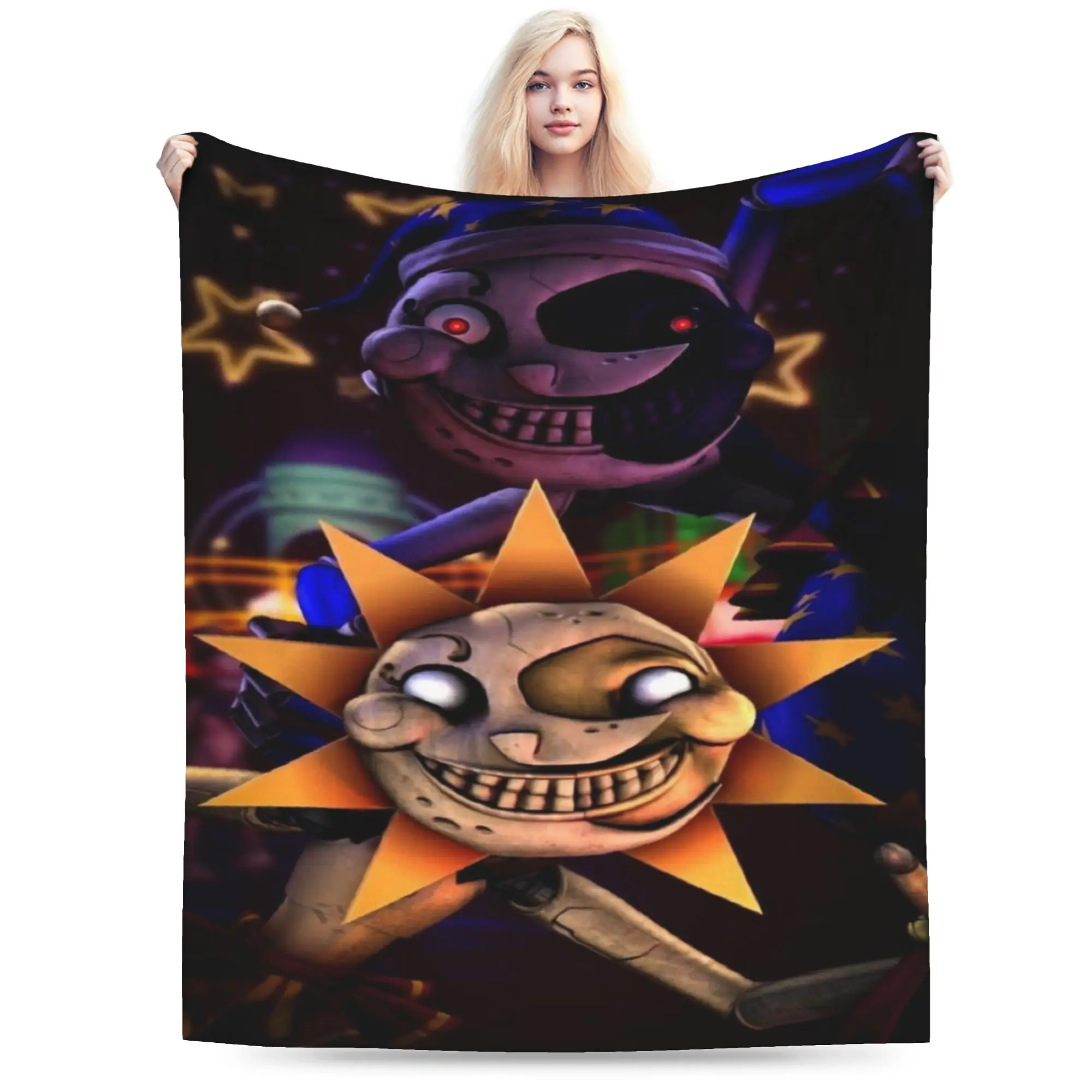 Funny Sundrop And Moondrop fnaf Blanket Lightweight Thin Flannel  Comfortable Throw Blanket Machine Washable