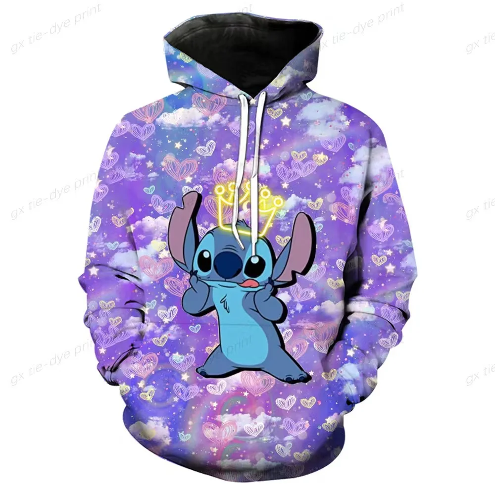 2024 Disney Hoodie Fashion Stitch Angel Monster Pocket Sweatshirt Pullover Cute hoodies girls Women\'s Sweatshirt Cartoon Top y2k