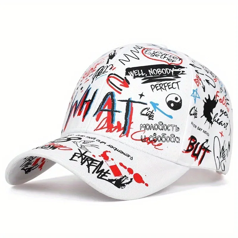 Baseball Cap Cartoon Graffiti Hipster Personality Street Trend Men's and Women's Hand-Painted Hip Hop Hats