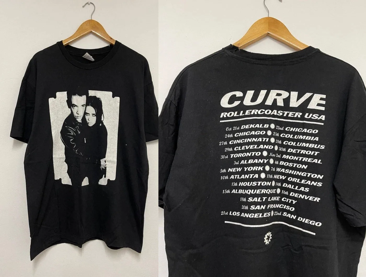 Curve Band Rollercoaster 1992 Tour Shoegaze Graphic Tee T Shirt Full Size S-5XL