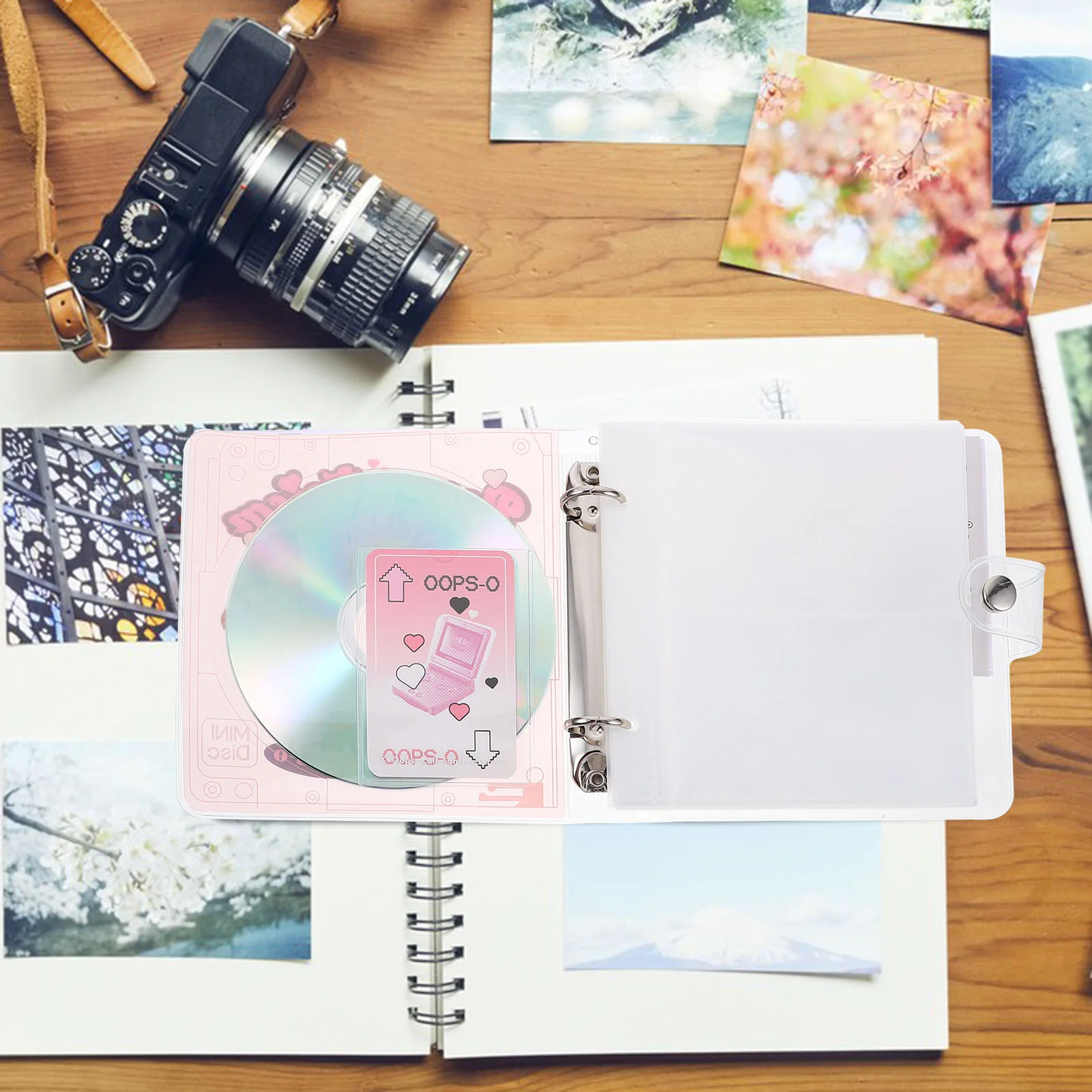 Picture Book American Retro CD Album Photo Loose-leaf Storage (pink) Handmade for Family Photocard