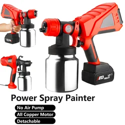 Spray Painter 24V/220V 600W 22Kpa High Power Home Electric Paint Sprayer with Battery 3 Nozzle Easy Spraying Airbrush Power Tool