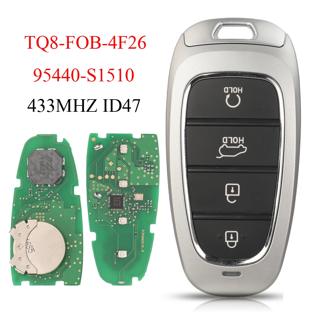 

jingyuqin 95440-S1510 433MHZ 47 Chip For HYUNDAI Santa Fe 2021 22 Smart Proximity Keyless Remote Car Key FOB Control