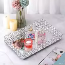 Crystal Mirror Tray, Cosmetics Tray, Perfume and Jewelry Display Tray, Table Decoration Fruit Tray for Holding Metal Cake Tray - AliExpress 15