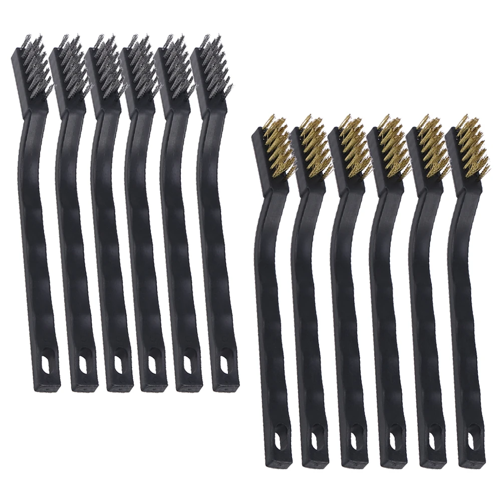 

12 Pcs Wire Brush Cleaning Tool Stainless Steel Bristle Mini Anti Static Toothbrush Type Scrub Brush For Machinery Maintenance